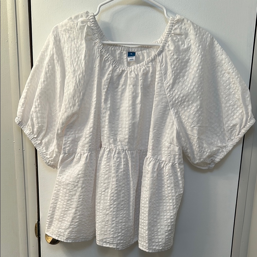 White Textured Women's Top